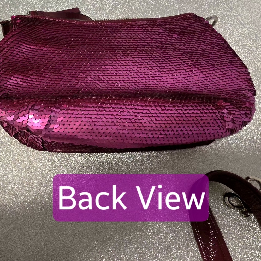 Coach Pink Sequin Crossbody Bag with Silver Accents - Picture 8 of 9